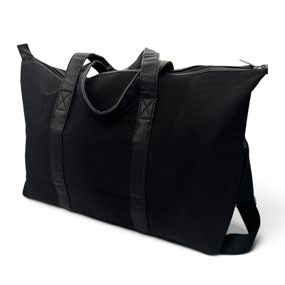 Ralph Lauren Black Canvas Duffle Travel Gym Large Shoulder & Hand Strap Bag